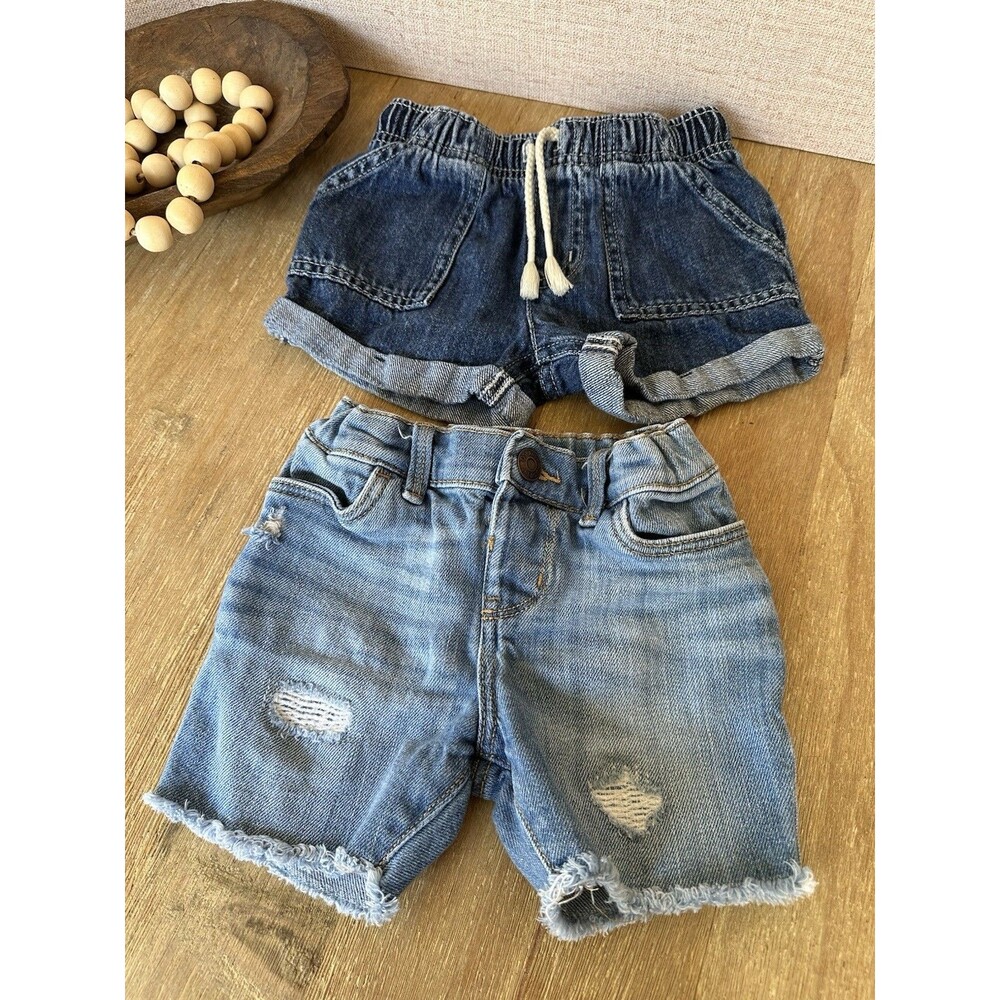 Lot Of 2 Toddler Girls Denim Shorts Size 3T-Osh Kosh/Cat & Jack EUC